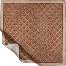 Ipekevi Twill Ipek Eşarp - Typo Monogram - Camel
