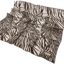 Ipekevi Twill Ipek Eşarp - Zebra Desenli - Beyaz Haki
