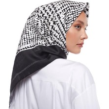 Ipekevi Twill Ipek Eşarp - Tweed Ekose - Siyah Beyaz