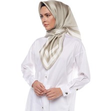 Ipekevi Twill Ipek Eşarp - Çizgili Signature - Açık Taş