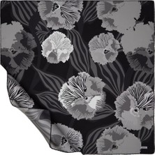 Ipekevi Twill Ipek Eşarp - Violet Desenli - Füme