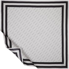 Ipekevi Twill Ipek Eşarp - Çizgili Signature - Gümüş Siyah