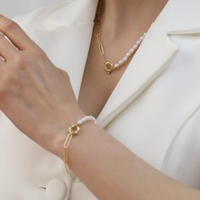 Nox Jewelry 925 Ayar Gümüş Barock White Tatlısu Incisi Bileklik-5mm