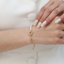 Nox Jewelry 925 Ayar Gümüş Barock White Tatlısu Incisi Bileklik-5mm