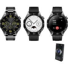 GT66 Plus Curved Amoled Ekran Metal / Deri / Silikon Kordonlu Watch 4 Pro Max Akıllı Saat