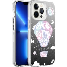 Cepte Aksesuar Apple iPhone 13 Pro Max - Uyumlu Desenli Silver Sert Kapak-Balon