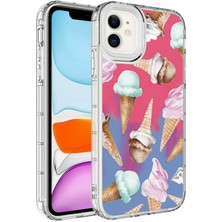 Cepte Aksesuar Apple iPhone 11 - Uyumlu Kamera Korumalı Renkli Desenli Sert Silikon Korn Kapak-No9