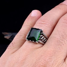 Takı925 Zirkon Taşlı Örgü Model 925 Ayar Gümüş Erkek Yüzük