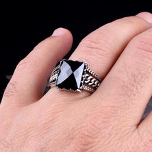 Takı925 Zirkon Taşlı Örgü Model 925 Ayar Gümüş Erkek Yüzük