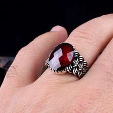 Takı925 Zirkon Taşlı Örgü Model 925 Ayar Gümüş Erkek Yüzük