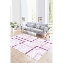 Napoli Home Dijital Baskılı Kaymaz Yıkanabilir Modern Desen Yolluk Mutfak Salon Halısı, N-Modern-80-Mor,
