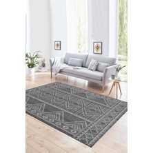 Napoli Home Dijital Baskılı Kaymaz Yıkanabilir Modern Desen Yolluk Mutfak Salon Halısı, N-MODERN-108-GRİ,