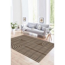 Napoli Home Dijital Baskılı Kaymaz Yıkanabilir Modern Desen Yolluk Mutfak Salon Halısı, N-MODERN-110-KAHVE,
