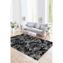 Napoli Home Dijital Baskılı Kaymaz Yıkanabilir Modern Desen Yolluk Mutfak Salon Halısı, N-Modern-02-Gri,