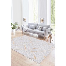 Napoli Home Dijital Baskılı Kaymaz Yıkanabilir Modern Desen Yolluk Mutfak Salon Halısı, N-Modern-72-Krem,