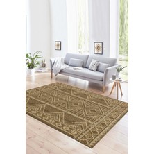 Napoli Home Dijital Baskılı Kaymaz Yıkanabilir Modern Desen Yolluk Mutfak Salon Halısı, N-MODERN-108-KAHVE,