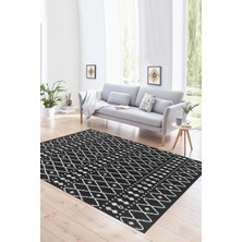 Napoli Home Dijital Baskılı Kaymaz Yıkanabilir Modern Desen Yolluk Mutfak Salon Halısı, N-Modern-84-Antrasit,