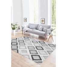 Napoli Home Dijital Baskılı Kaymaz Yıkanabilir Modern Desen Yolluk Mutfak Salon Halısı, N-Modern-66-Gri,