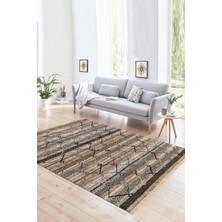 Napoli Home Dijital Baskılı Kaymaz Yıkanabilir Modern Desen Yolluk Mutfak Salon Halısı, N-Modern-85-Kahve,