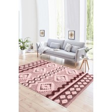 Napoli Home Dijital Baskılı Kaymaz Yıkanabilir Modern Desen Yolluk Mutfak Salon Halısı, N-Modern-68-Pembe,