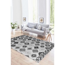 Napoli Home Dijital Baskılı Kaymaz Yıkanabilir Modern Desen Yolluk Mutfak Salon Halısı, N-Modern-99-Gri,