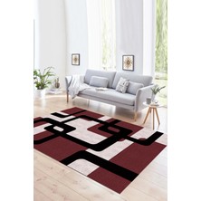 Napoli Home Dijital Baskılı Kaymaz Yıkanabilir Modern Desen Yolluk Mutfak Salon Halısı, N-Modern-40-Bordo,