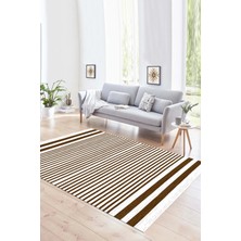 Napoli Home Dijital Baskılı Kaymaz Yıkanabilir Modern Desen Yolluk Mutfak Salon Halısı, N-Modern-63-Kahve,