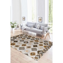 Napoli Home Dijital Baskılı Kaymaz Yıkanabilir Modern Desen Yolluk Mutfak Salon Halısı, N-Modern-99-Kahve,