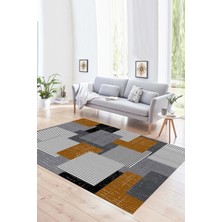 Napoli Home Dijital Baskılı Kaymaz Yıkanabilir Modern Desen Yolluk Mutfak Salon Halısı, N-Modern-47-Kahve,