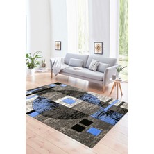 Napoli Home Dijital Baskılı Kaymaz Yıkanabilir Modern Desen Yolluk Mutfak Salon Halısı, N-Modern-33-Mavi,