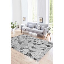 Napoli Home Dijital Baskılı Kaymaz Yıkanabilir Modern Desen Yolluk Mutfak Salon Halısı, N-Modern-82-Gri,