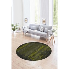 Napoli Home Dijital Kaymaz Taban Yıkanabilir Modern Desen Yuvarlak Mutfak Salon Halısı, N-Y-Modern-28-Sarı,