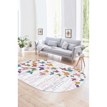 Napoli Home Dijital Kaymaz Yıkanabilir Modern Desen Oval Yolluk Mutfak Salon Halısı, N-O-Modern-42-Renkli,