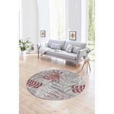 Napoli Home Dijital Kaymaz Taban Yıkanabilir Modern Desen Yuvarlak Mutfak Salon Halısı, N-Y-Modern-95-Bordo,