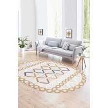 Napoli Home Dijital Kaymaz Yıkanabilir Modern Desen Oval Yolluk Mutfak Salon Halısı, N-O-Modern-81-Renkli,