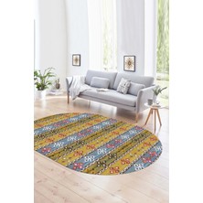 Napoli Home Dijital Kaymaz Yıkanabilir Modern Desen Oval Yolluk Mutfak Salon Halısı, N-O-Modern-19-Renkli,