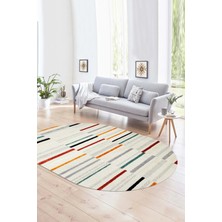 Napoli Home Dijital Kaymaz Yıkanabilir Modern Desen Oval Yolluk Mutfak Salon Halısı, N-O-Modern-74-Renkli,