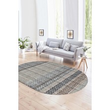 Napoli Home Dijital Kaymaz Yıkanabilir Modern Desen Oval Yolluk Mutfak Salon Halısı, N-O-Modern-70-Renkli,