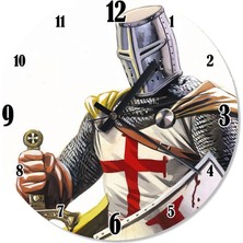 Ekart Beyaz Pelerinli Şövalye Desenli Duvar Saati