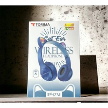 Torima P47M Sevimli Renkli Kedi Kulak Bluetooth Kulaklık Lacivert