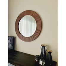 Dfn Wood Ahşap Görünümlü Mdf  Yuvarlak Duvar Salon Banyo Aynası