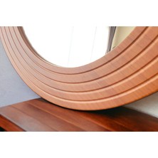 Dfn Wood Ahşap Görünümlü Mdf  Yuvarlak Duvar Salon Banyo Aynası