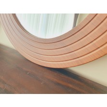Dfn Wood Ahşap Görünümlü Mdf  Yuvarlak Duvar Salon Banyo Aynası