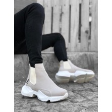 Bpm BA0444 Bağcıksız Rahat Yüksek Taban Gri Erkek Spor Yarım Bilek Bot