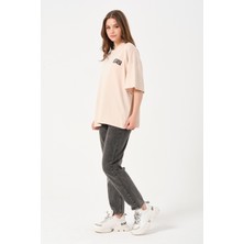 Owut Lacivert Bisiklet Yaka Owut Baskı Detaylı Oversize T-Shirt