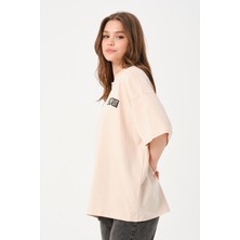 Owut Lacivert Bisiklet Yaka Owut Baskı Detaylı Oversize T-Shirt