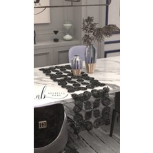 Neu Bella Home Neubella Home Amerikan Servis Tasarım Supla Ve Runner Seti 6 Kişilik Çiçek Set Masa Ve Sunum Takımı Çeyizlik Siyah