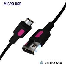 Remorax Coral Micro USB Kablo, 2.0A, 150 Cm, Fuşya/siyah