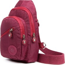 Newish Polo Kadın Krinkıl Kumaş Bodybag Çapraz Göğüs ve Omuz Çantası newpolo126 - Bordo
