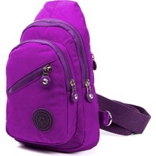 Newish Polo Kadın Krinkıl Kumaş Bodybag Çapraz Göğüs ve Omuz Çantası new126 - Mor